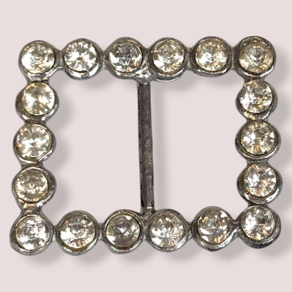 (2/$20) Vintage Rectangular Rhinestone Belt Buckle